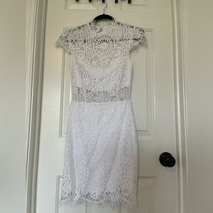 Bebe, white body-con, lace dress (white)